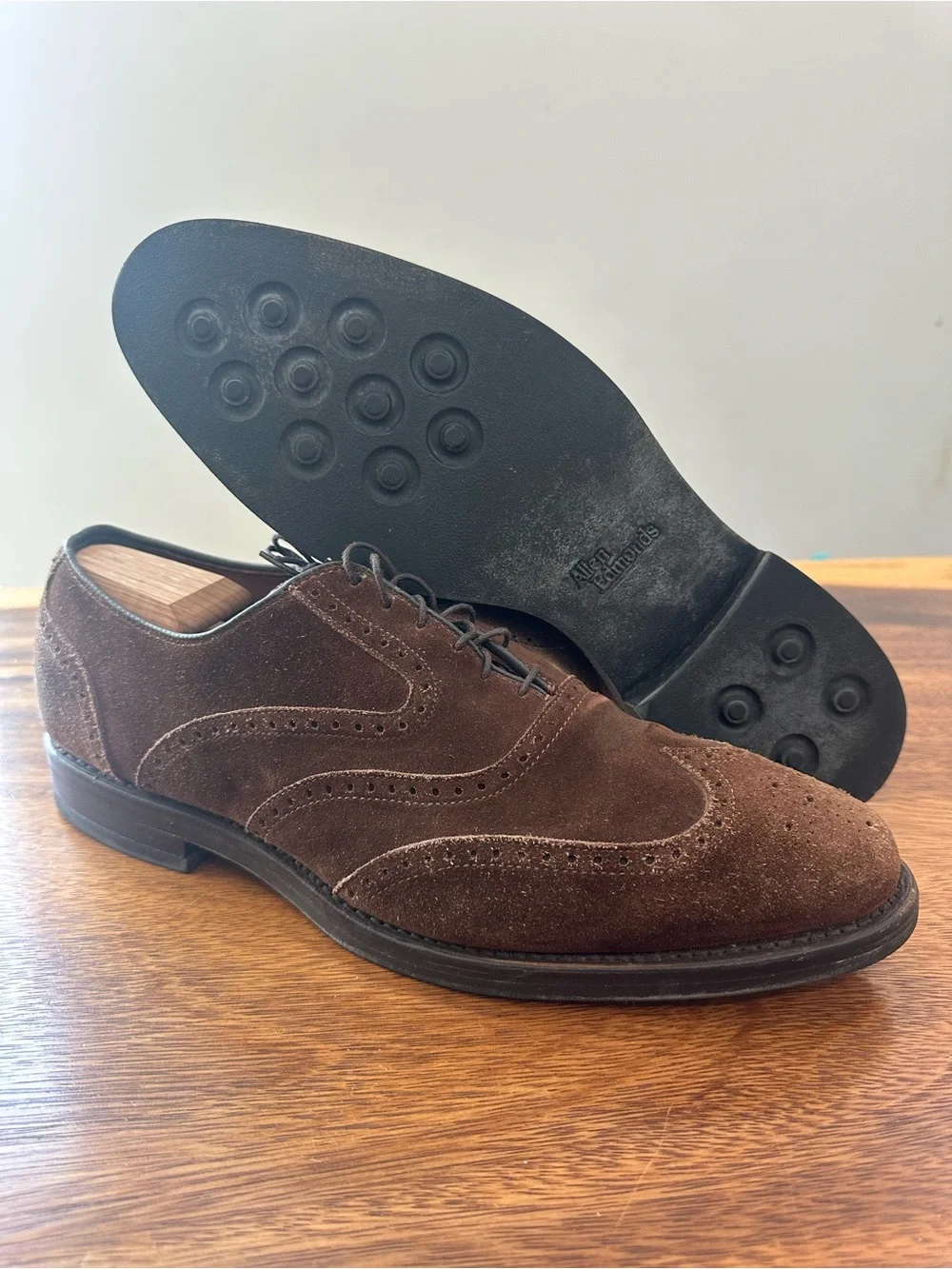 Allen Edmonds McClain Full Brogue Oxford Wingtip Brown Suede #6198 Men’s Sz 12C